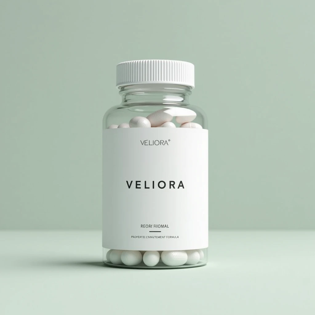 Veliora nutritional formula bottle with premium packaging